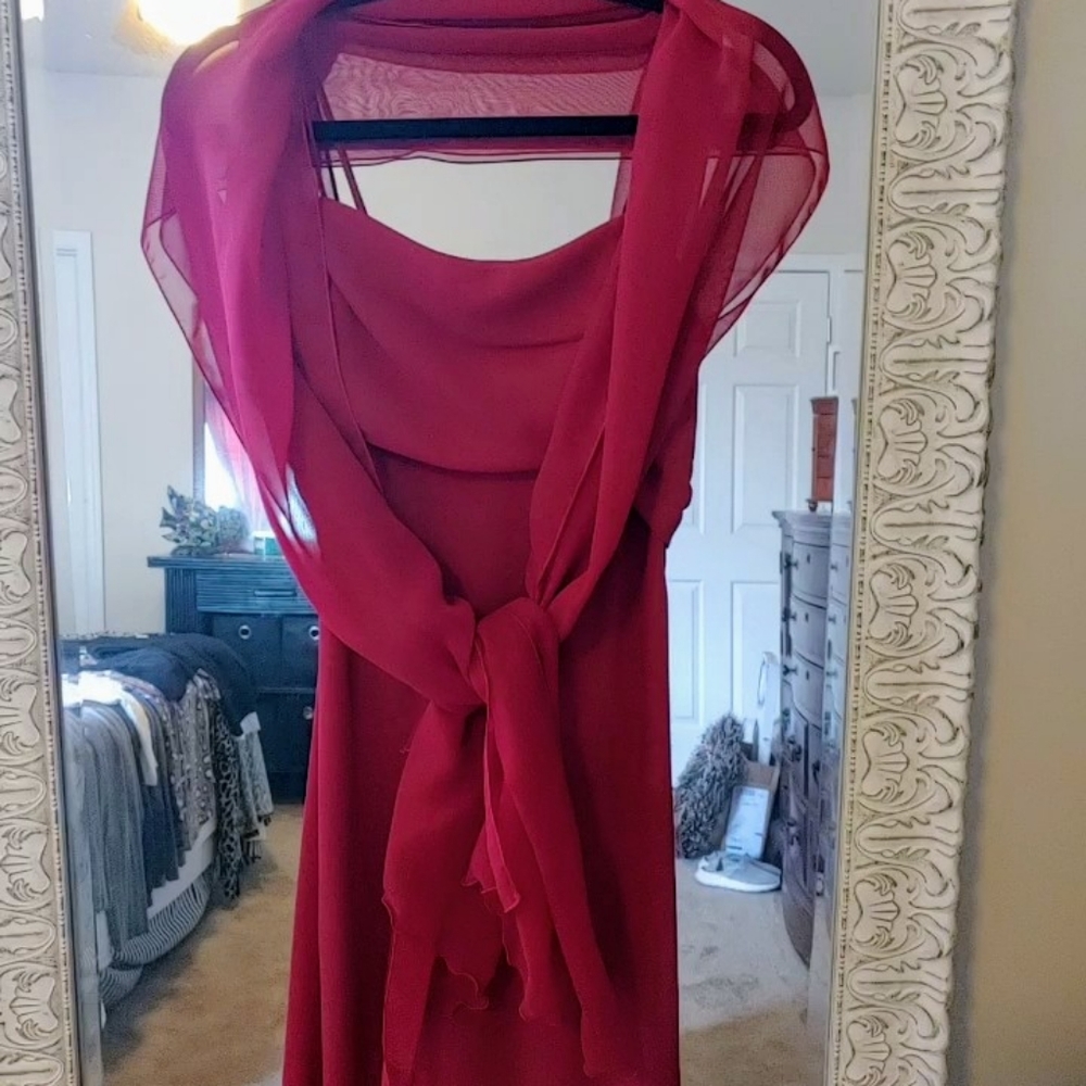 Oxblood formal dress w/matching shawl